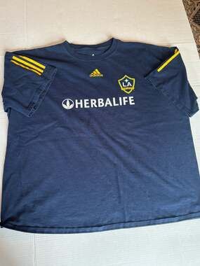 Adidas David Beckham T-Shirt Men's Size 2XL Navy Blue LA Galaxy Stains Fair Cond